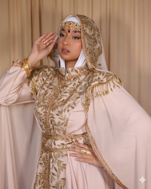 Caftan Yasna (rose), vue 3 sur 4